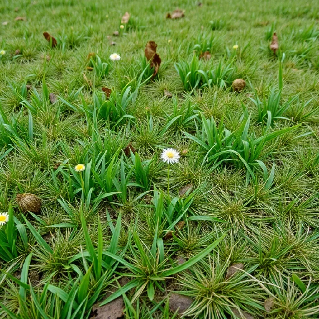 Chickweed growing in a winter lawn in Greenwood.