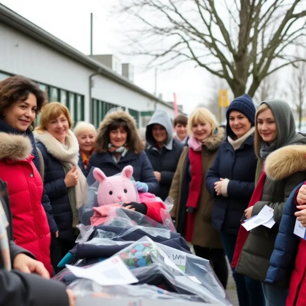 Community volunteers collecting and distributing coats during the GLEAMNS CARES coat drive.