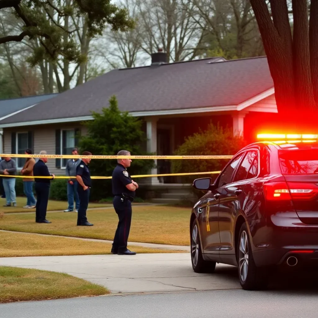 Police investigation at a burglary scene in Greenwood, SC.