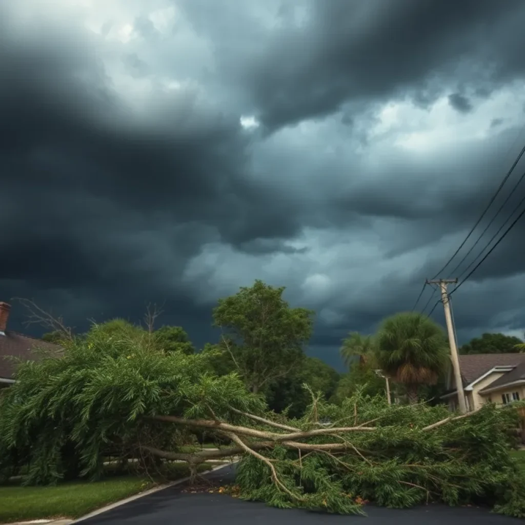 Image showing destruction from severe storms in a neighborhood.