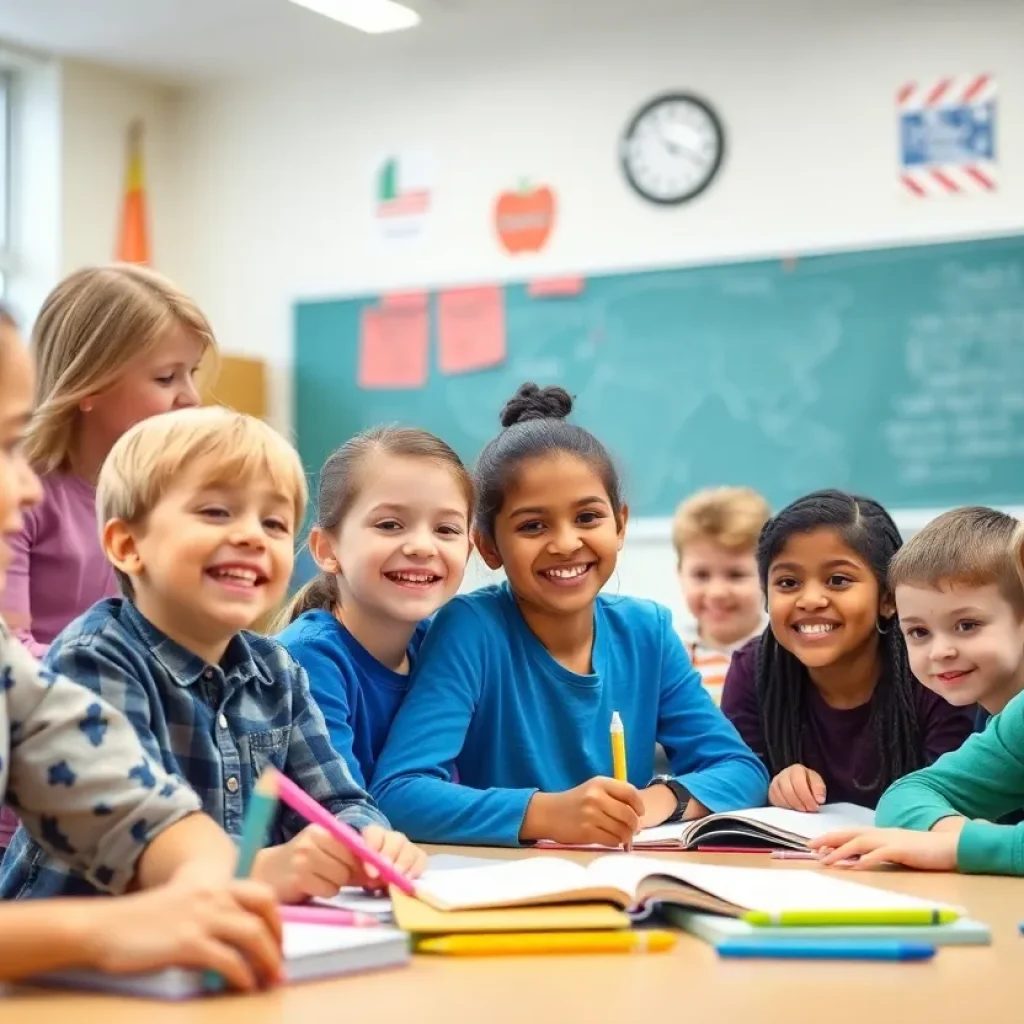 Students in a vibrant classroom setting at Waterloo Elementary School