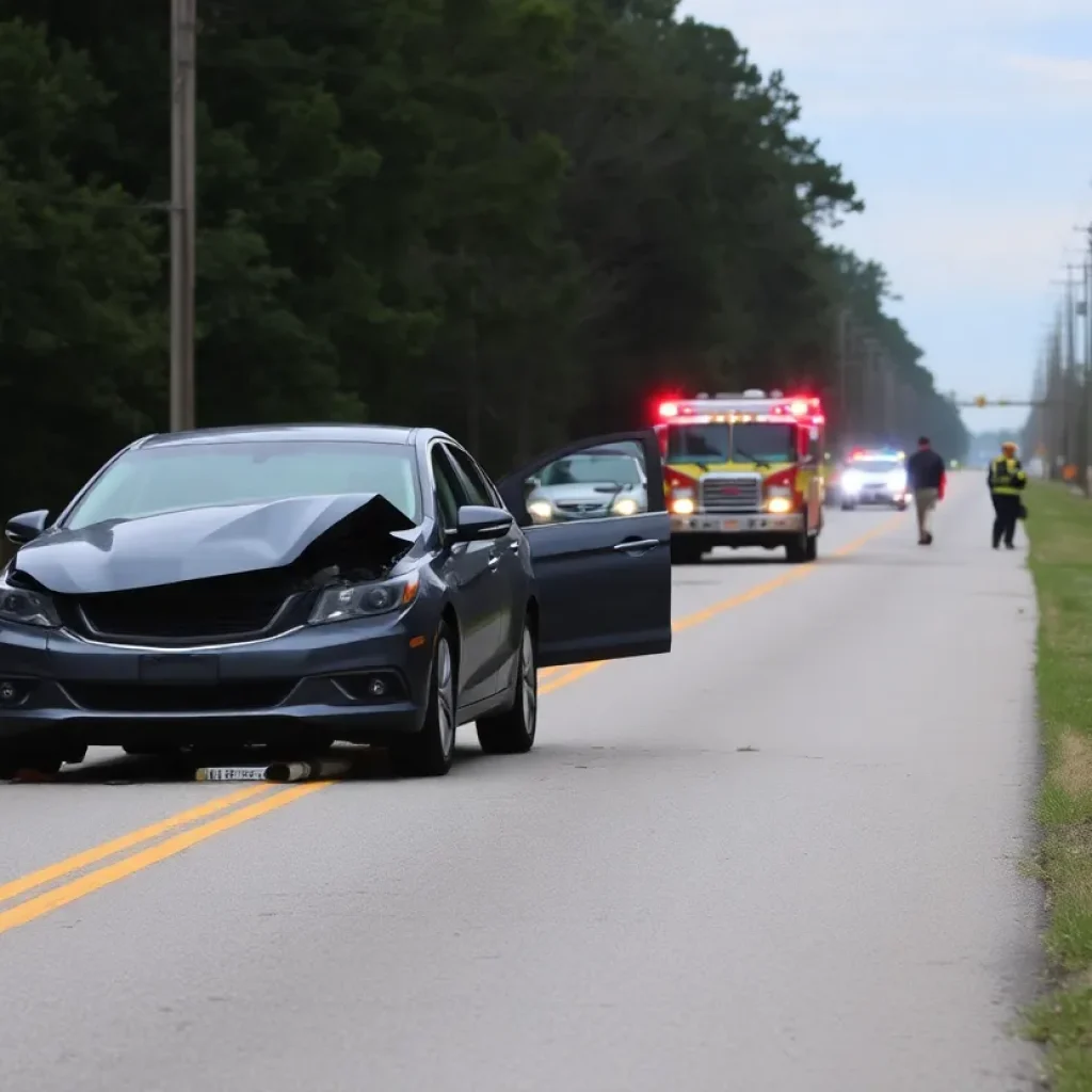 Emergency responders at the site of a car accident in Abbeville County.