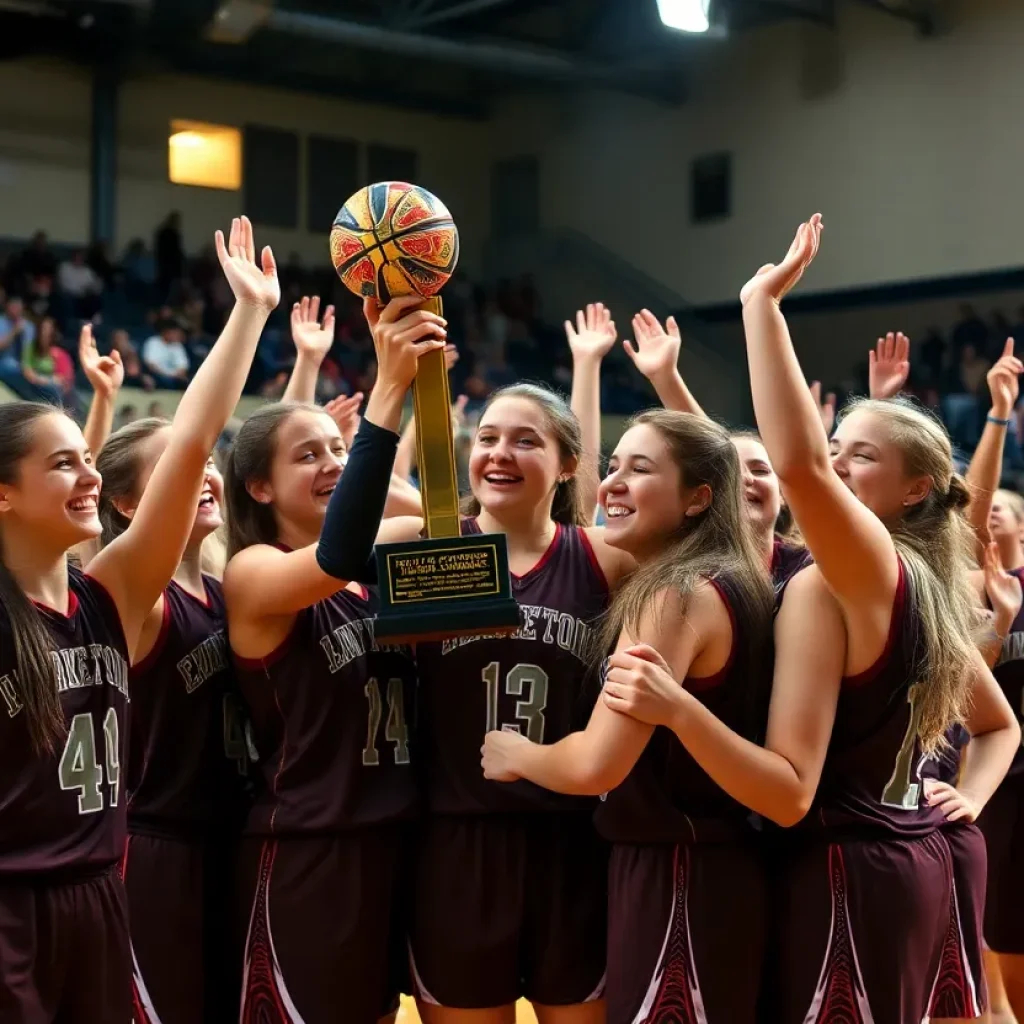 Berkeley girls basketball team celebrating their state championship win