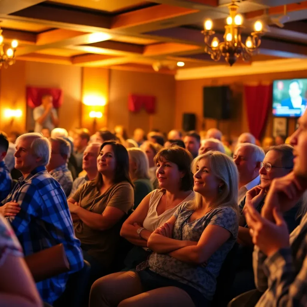 Audience laughing at a comedy performance