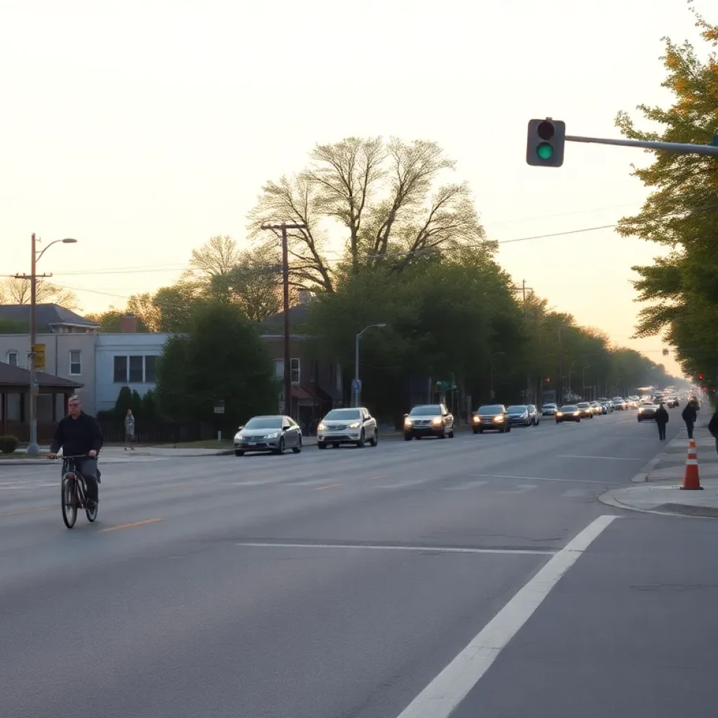 A quiet street scene in Greenwood County highlighting pedestrian pathways.