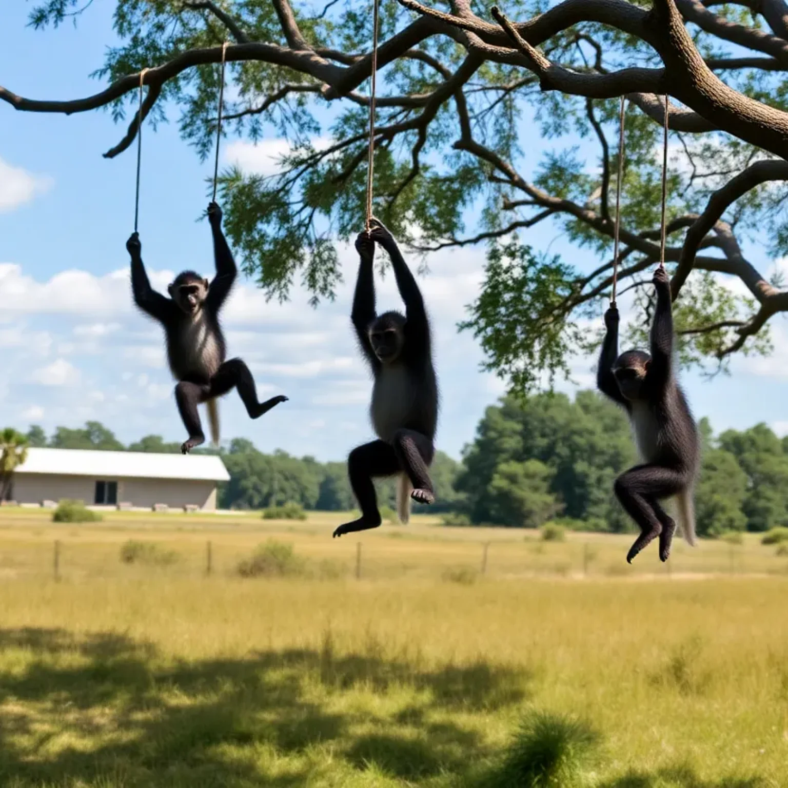 Playful monkeys near a research facility in Beaufort County, South Carolina.