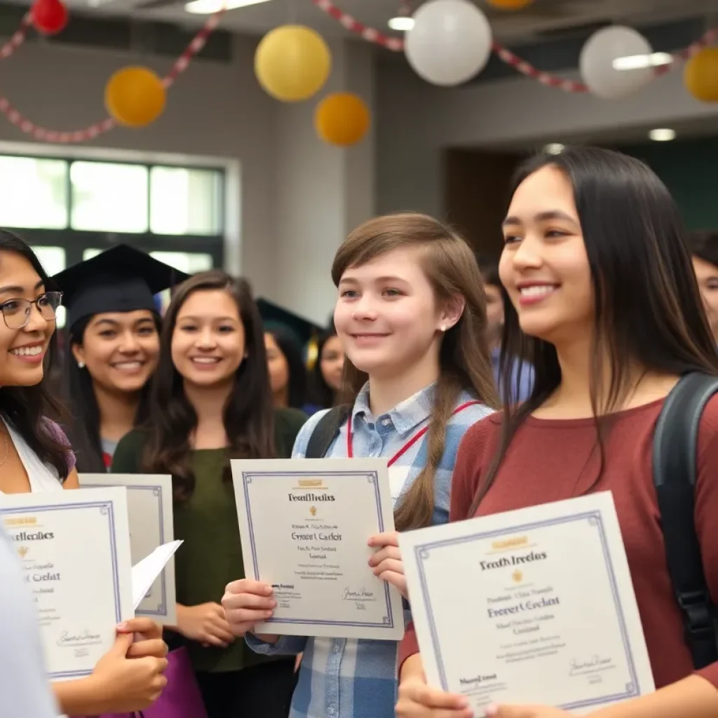 Students at Piedmont Technical College receiving academic honors during ceremonies.