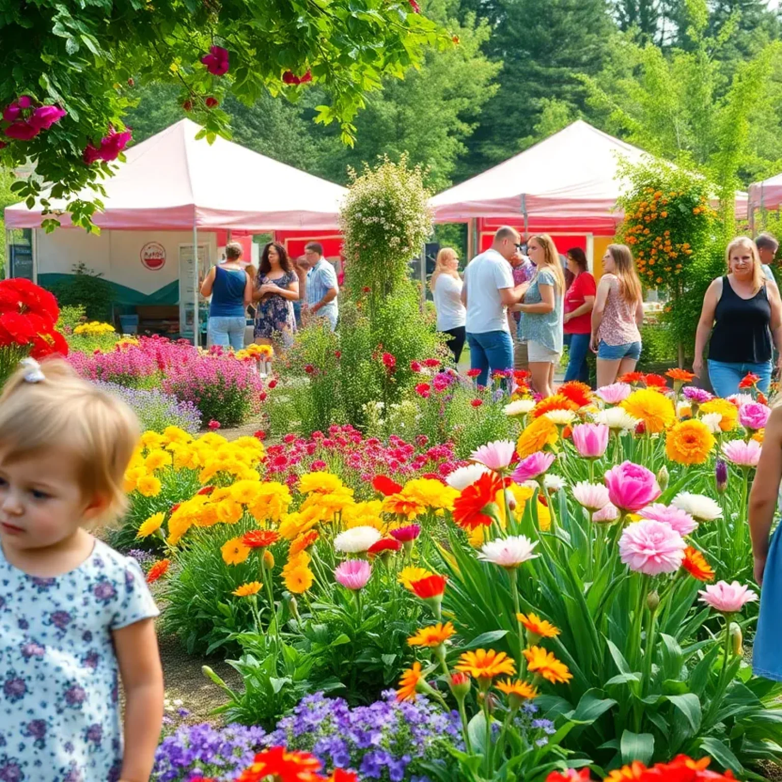 Families celebrating at the South Carolina Festival of Flowers