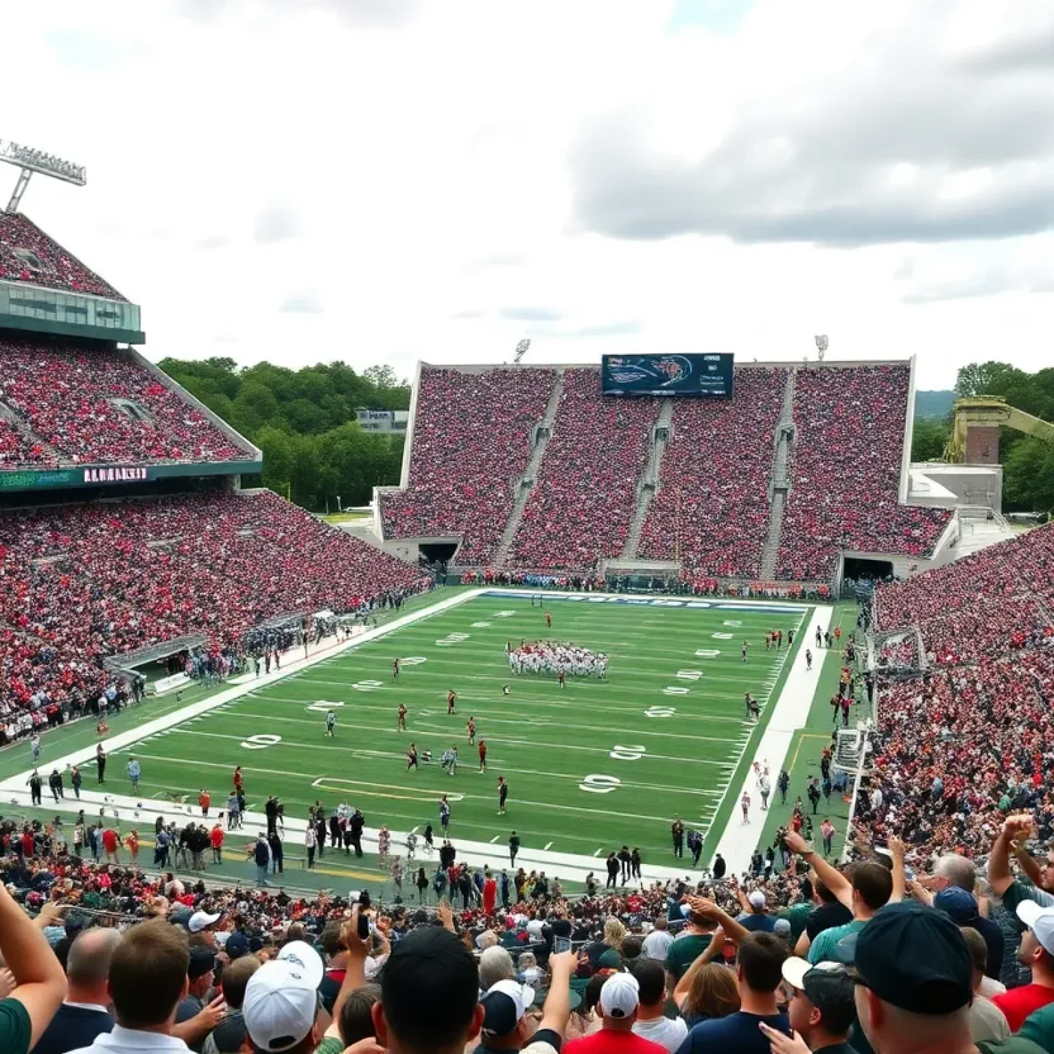 Crowd cheering at South Carolina football stadium