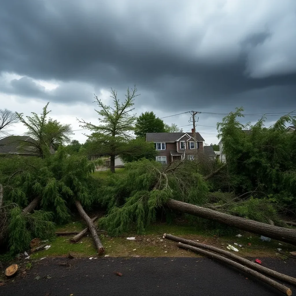 Storm damage in the Tri-State area with downed trees and debris